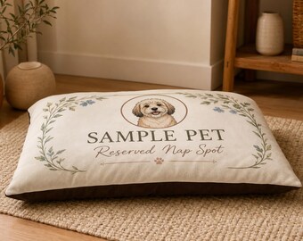 Personalized Pet Bed With Name, Custom Dog Cat Nap Spot Pillow, Pet Photo Gift for Dog Mom Cat Dad