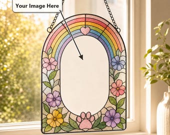 Custom Photo Memorial Stained Glass Suncatcher, Personalized Pet Loss Gift, Remembering You Window Hanging