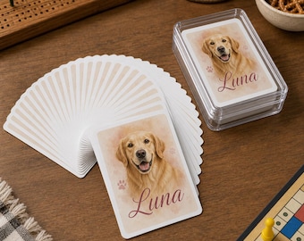 Custom Pet Playing Cards, Personalized Dog Cat Game Night Deck with Photo Back, Pet Portrait Gift