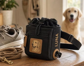 Personalized Pet Treat Pouch, Custom Dog Training Bag with Pet Photo and Name, Dog Walker Gift