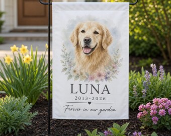 Personalized Pet Memorial Garden Flag, Custom Dog Cat Photo Yard Flag, Pet Loss Sympathy Gift