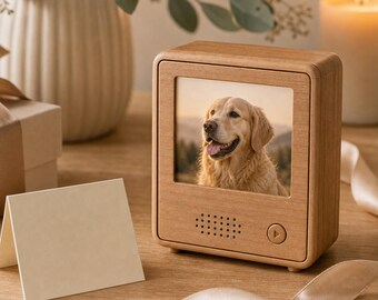 Custom Pet Voice Memory Music Box, Personalized Photo Keepsake, Dog Cat Memorial Gift with Buyer Owned Audio