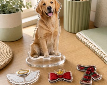 Custom Pet Magnetic Dress Up Acrylic Standee, Personalized Pet Photo Desk Collectible, Dog Cat Memorial Gift