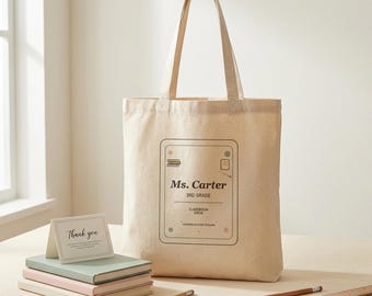 Premium Personalized Teacher Tote, Custom Classroom Bag, Teacher Name Gift