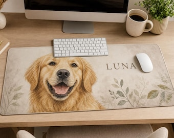 Custom Pet Desk Mat, Personalized Dog Cat Portrait Mouse Pad, Pet Photo Workspace Gift for Pet Mom