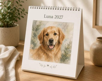 Personalized Pet Memory Calendar, Custom 12 Month Dog or Cat Photo Wall Calendar, Pet Memorial Gift