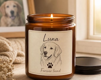 Personalized Pet Memorial Candle, Custom Dog Cat Soy Candle with Photo Name, Pet Loss Sympathy Gift