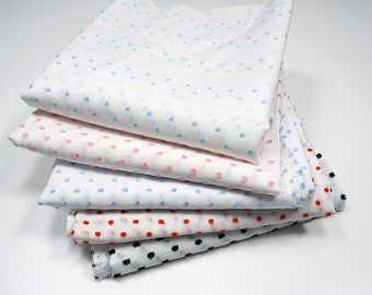Swiss dot, by 1/2 yard, 100% cotton woven in Switzerland, soft semi-sheer authentic heirloom fabric, primary color and pastel Swiss dot