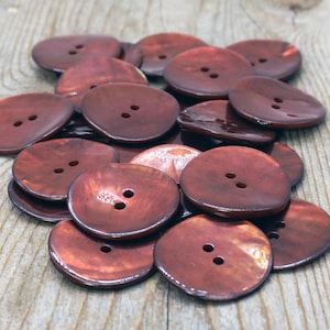 Set of 6 copper shell buttons, genuine mother-of-pearl akoya, choose size, for sewing, knitting, crochet, crafting, scrapbooks, jewelry