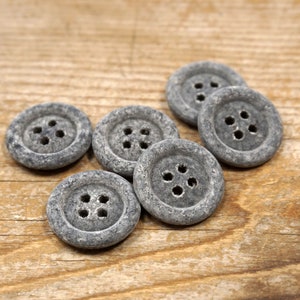 Recycled Cotton Round Stitch Button, 20mm, Black, 3 pc