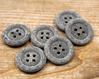 Recycled buttons, charcoal grey, made with recycled cotton, wood look natural buttons, washable, iron-safe, perfect for knitting and sewing