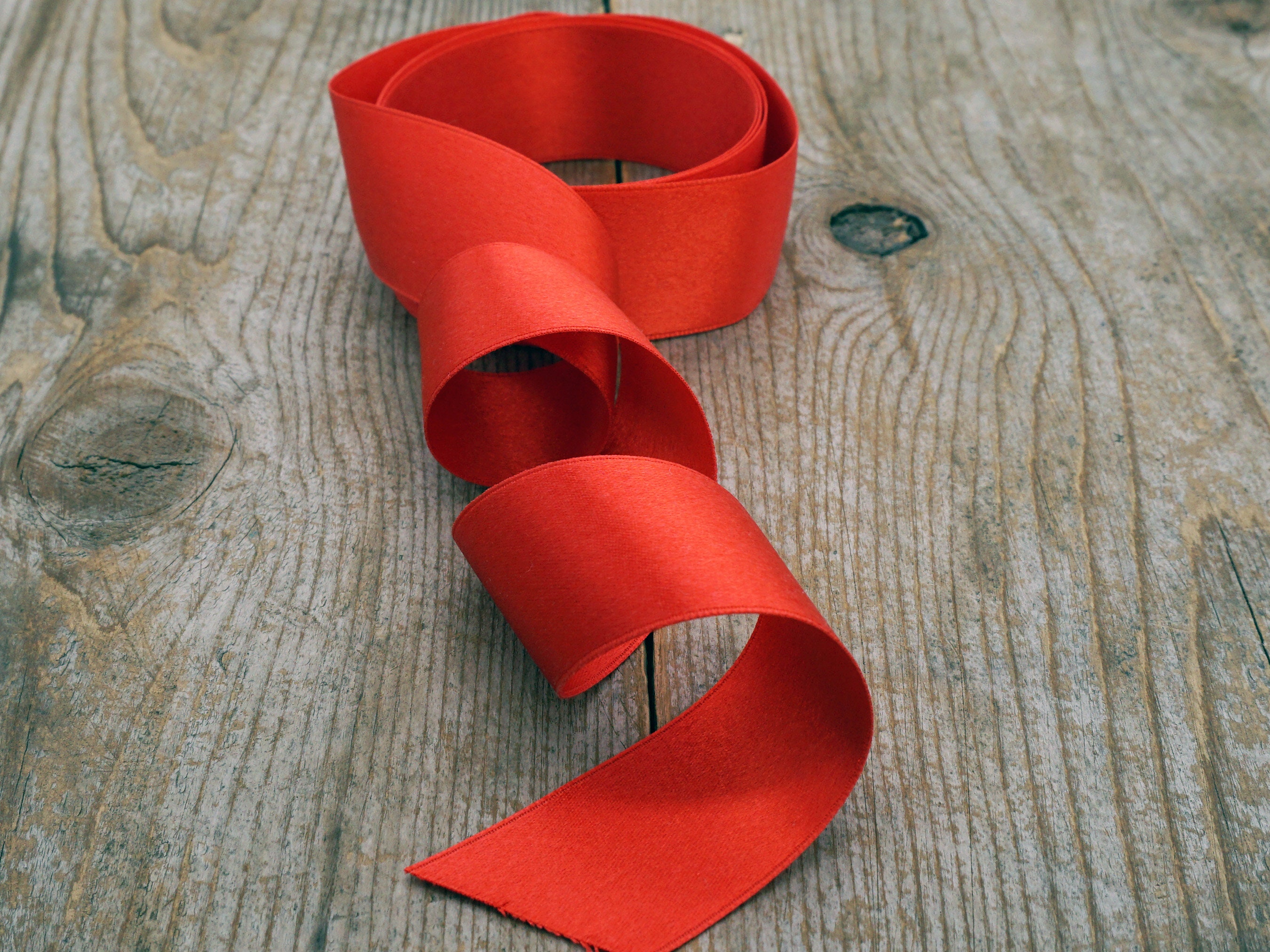 Red Silk Ribbon 1/4” wide BY THE YARD, Narrow Red Silk Ribbon