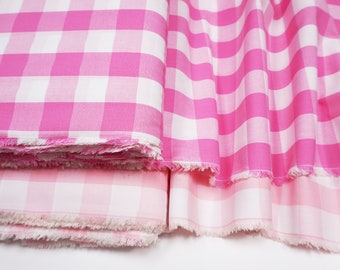 Cotton gingham fabric, by 1/2 yard, Fabric Finders Gingham 1" checks, 100% cotton, yarn dyed, choose light pink check or hot pink check