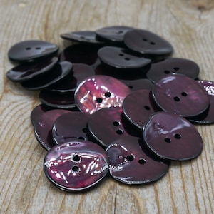 Set of 6 purple shell buttons, genuine mother-of-pearl akoya, choose size, for sewing, knitting, crochet, crafting, scrapbooks, jewelry