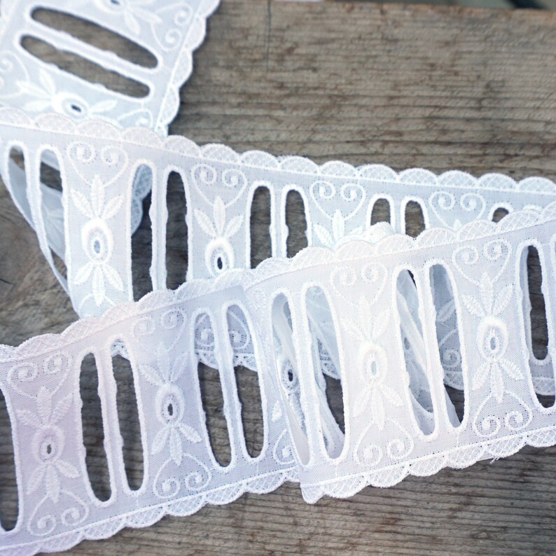 White Swiss Cotton Beading Lace by the Yard Ribbon Insertion Etsy