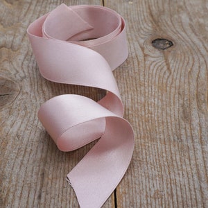 Dusty rose silk satin ribbon, by the yard, 9 sizes, double sided woven edge ribbon for wedding invitations, heirloom, vintage sewing, gifts