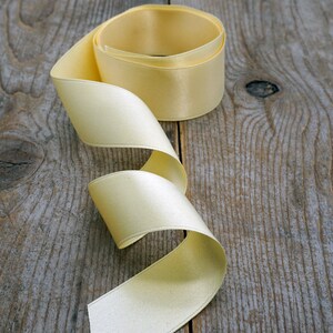 By the yard, yellow silk satin ribbon, choose size, double sided ribbon for wedding invitations, heirloom and vintage sewing, clothing