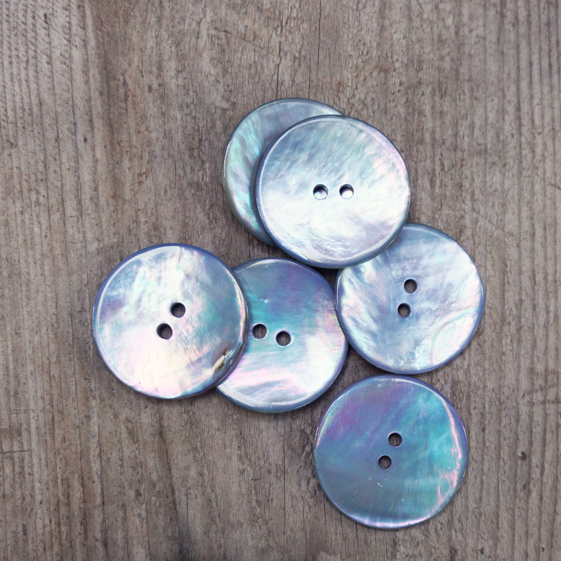 Set of 6 Light Blue Shell Buttons Genuine Motherofpearl Etsy UK
