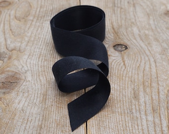 Black Silk Ribbon, Hand Dyed Silk, Black Silk 