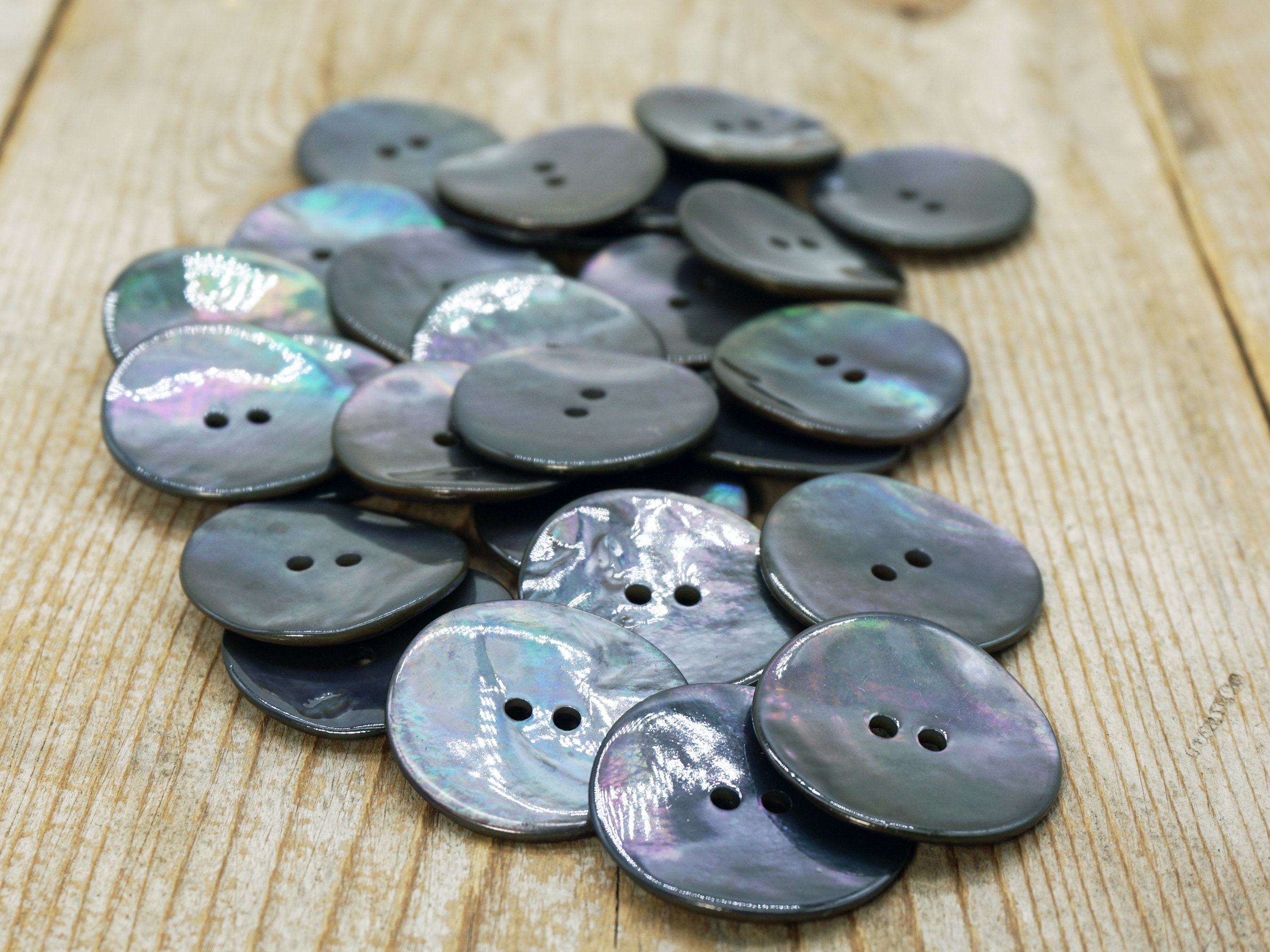 TITO Gray Blue Genuine Mother of Pearl Buttons for Shirts, Suits & Coats,  Made in Italy