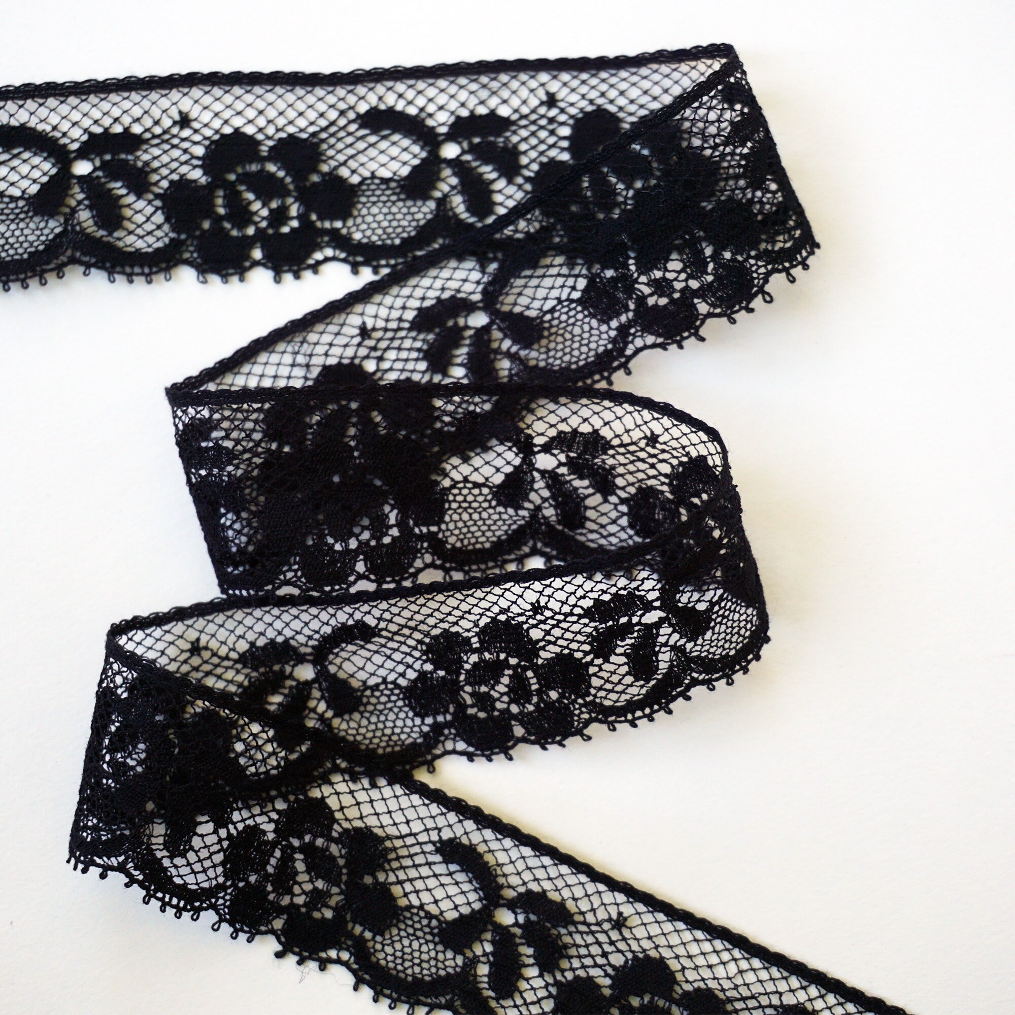 Black French lace by the yard black cotton lace cotton Etsy