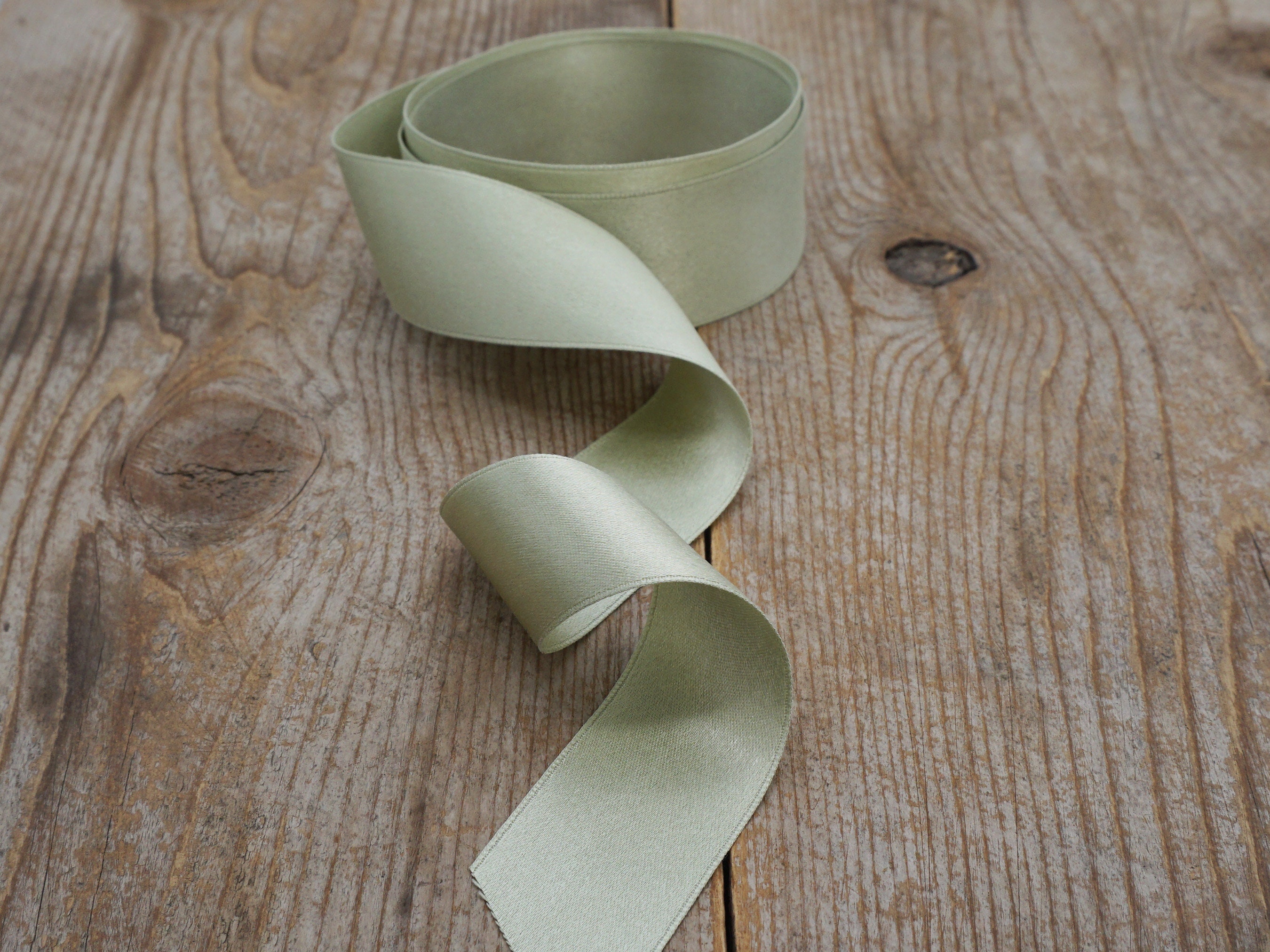 Sage Green Luxury Recycled Satin Ribbon, 25mm (1in) wide *Sold Per Metre*