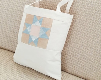 Canvas Tote Bag - Evening Star Patchwork bag, Shopping Bag, Eco Bag, Shoulder Bag