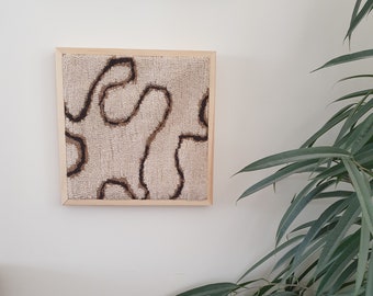 Framed Sidewinder Textured Panel Art, Wool, Wall hanging, Wall Art, Textile Art, Tufted, Tufting