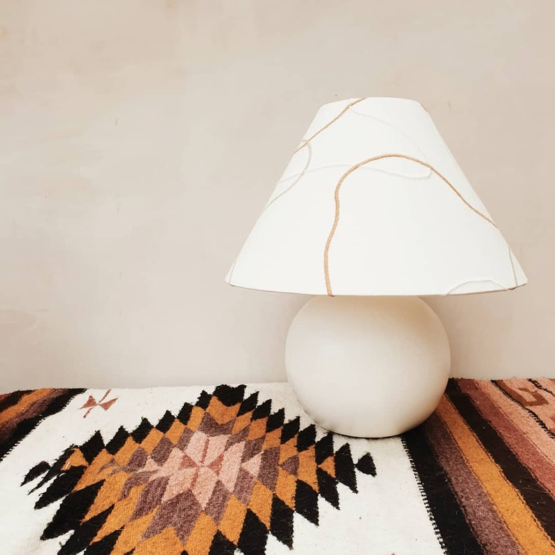 MADE TO ORDER Bone Sidewinder Lamp Shade 18, Cream, neutral, minimal, homeware, lighting, light shade, mid century, beige image 3