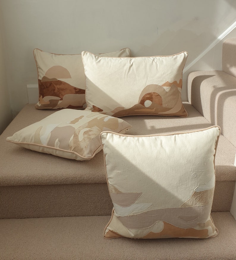 Mirage 4 Cushion : Throw Pillow, Living, Neutral Decor, Scandi Design, Textile Landscape, Desert Modern, Camouflage, Rectangle Cushion image 5