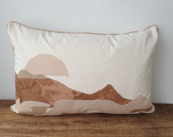 Mirage #3 Cushion : Throw Pillow, Living, Neutral Decor, Scandi Design, Textile Landscape, Desert Modern, Camouflage, Rectangle Cushion