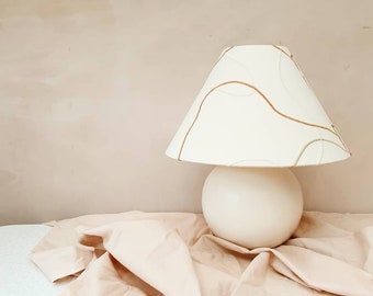 Bone Sidewinder Lamp Shade 18", Cream, neutral, minimal, homeware, lighting, light shade, mid century, beige