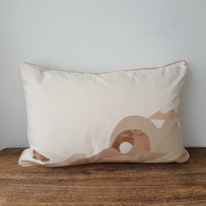 Mirage 4 Cushion : Throw Pillow, Living, Neutral Decor, Scandi Design, Textile Landscape, Desert Modern, Camouflage, Rectangle Cushion image 1