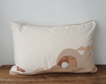 Mirage #4 Cushion : Throw Pillow, Living, Neutral Decor, Scandi Design, Textile Landscape, Desert Modern, Camouflage, Rectangle Cushion