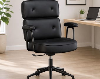 PU Leather Office Chair, Ergonomic Swivel Desk Chair with Lumbar Support