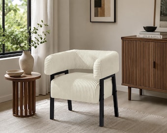 Corduroy Barrel Accent Chair, Modern Armchair for Bedroom Reading Nook