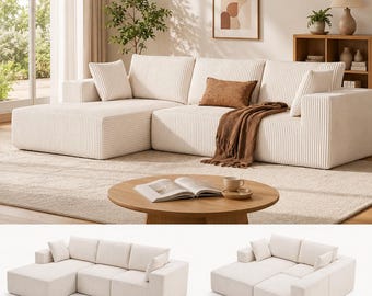 Cloud Modular Sectional Sofa, Deep Seat L Shape Couch with Chaise