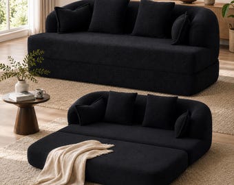 70 Inch Convertible Sofa Bed, Chenille Sleeper Loveseat with Pillows