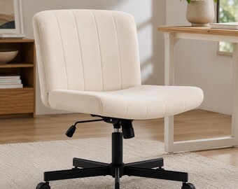 Criss Cross Desk Chair, Wide Swivel Vanity Chair with Wheels