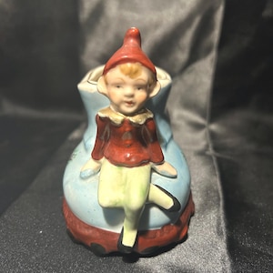 1950s Ceramic Pixie Elf Shoe Planter - Hand Painted Japan R217 Boot Vase