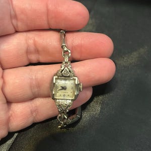 Vintage Alpha 17 Jewel Art Deco Filigree Watch with Cross Charm image 15