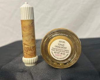 Vintage 1970s Avon Topaze Set - Cream Sachet & Perfumed Demistick, 70s Fragrance