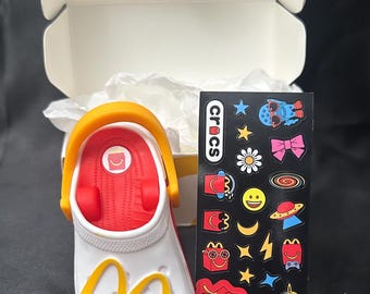 2024 McDonald's x Crocs Mini Clog Keychain Golden Arches White Red Bottom Asia Exclusive Happy Meal Toy Collectible New in Box