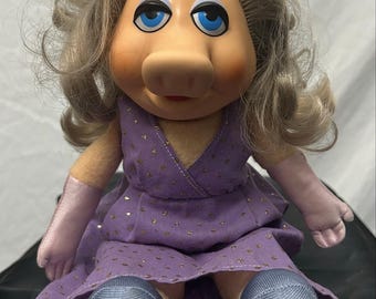 1980 Miss Piggy Doll Original Dress Pink Gloves Vintage Muppets Jim Henson