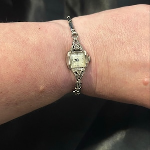 Vintage Alpha 17 Jewel Art Deco Filigree Watch with Cross Charm image 2