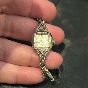 Vintage Alpha 17 Jewel Art Deco Filigree Watch with Cross Charm image 6