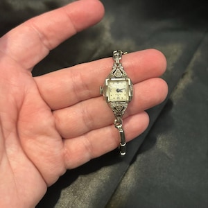 Vintage Alpha 17 Jewel Art Deco Filigree Watch with Cross Charm image 11