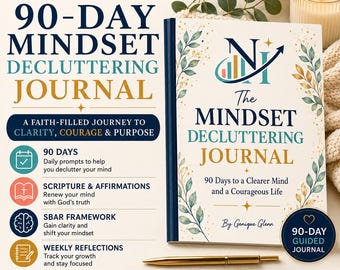 90 Day Mindset Decluttering Journal | Christian Journal | Guided Self Reflection Workbook | Faith Based PDF Download