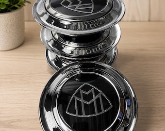 4pcs Mercedes Benz Maybach Silver Chrome Spin Floating Center Caps 145mm Spin