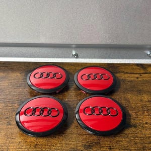 Set For Audi 4x69mm Red Black Wheel Center Caps 4B0601170A